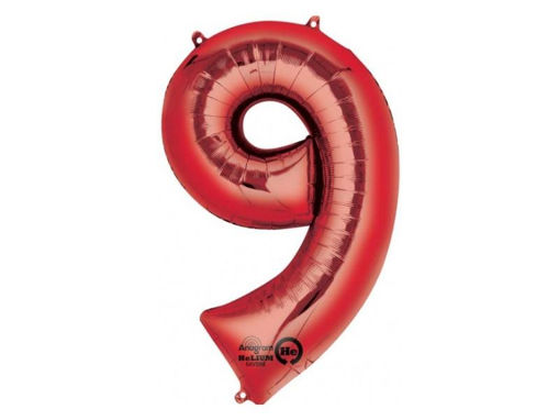 Picture of FOIL BALLOON NUMBER 9 RED 34 INCH